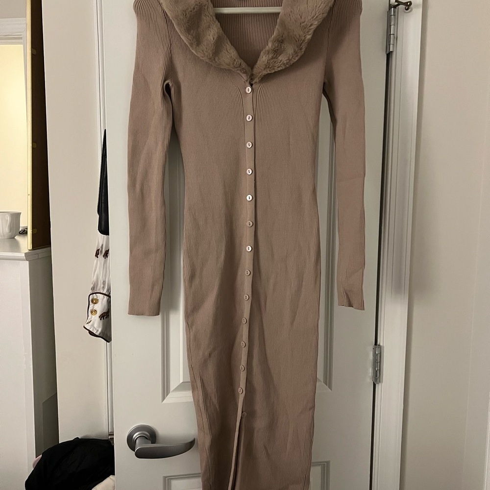 Tan Long Sleeve Dress